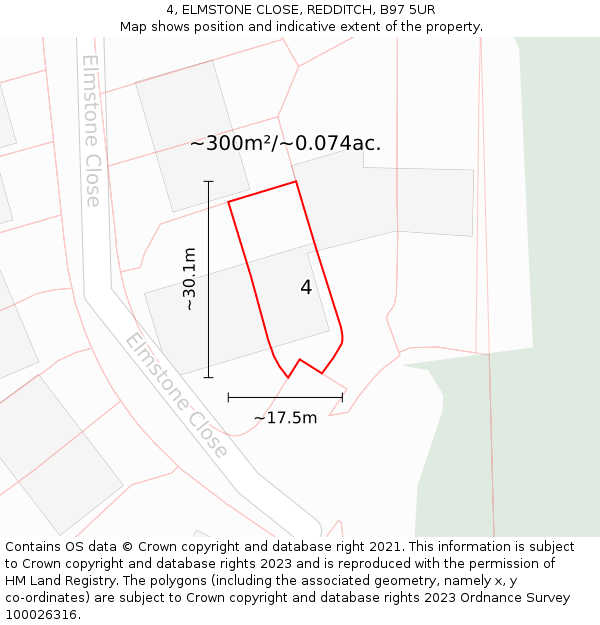 4, ELMSTONE CLOSE, REDDITCH, B97 5UR: Plot and title map