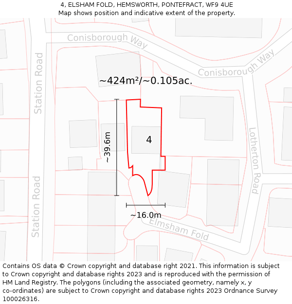 4, ELSHAM FOLD, HEMSWORTH, PONTEFRACT, WF9 4UE: Plot and title map