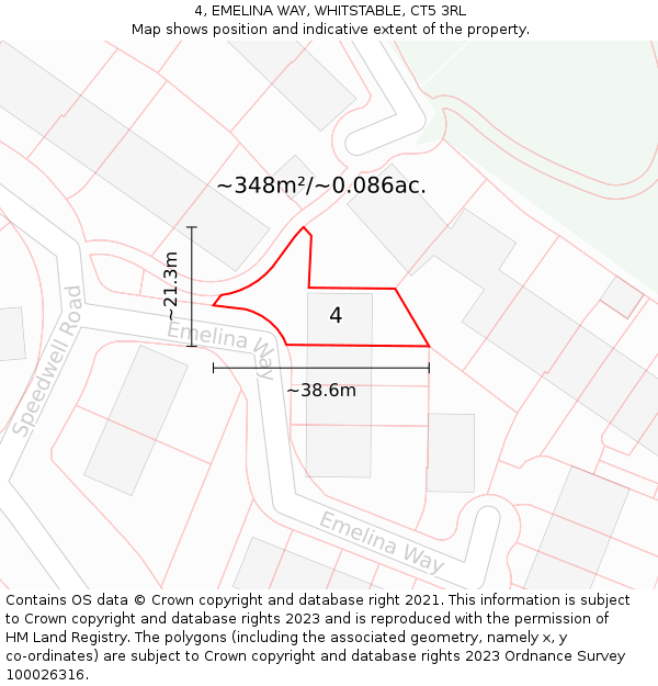 4, EMELINA WAY, WHITSTABLE, CT5 3RL: Plot and title map