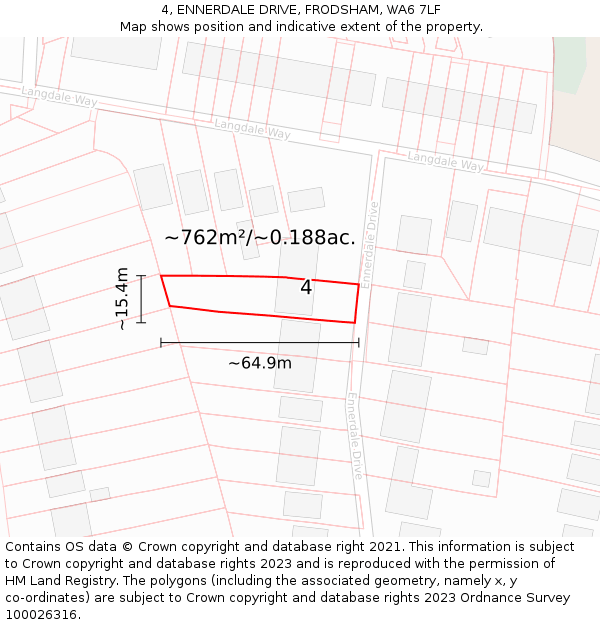 4, ENNERDALE DRIVE, FRODSHAM, WA6 7LF: Plot and title map