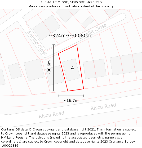 4, ENVILLE CLOSE, NEWPORT, NP20 3SD: Plot and title map