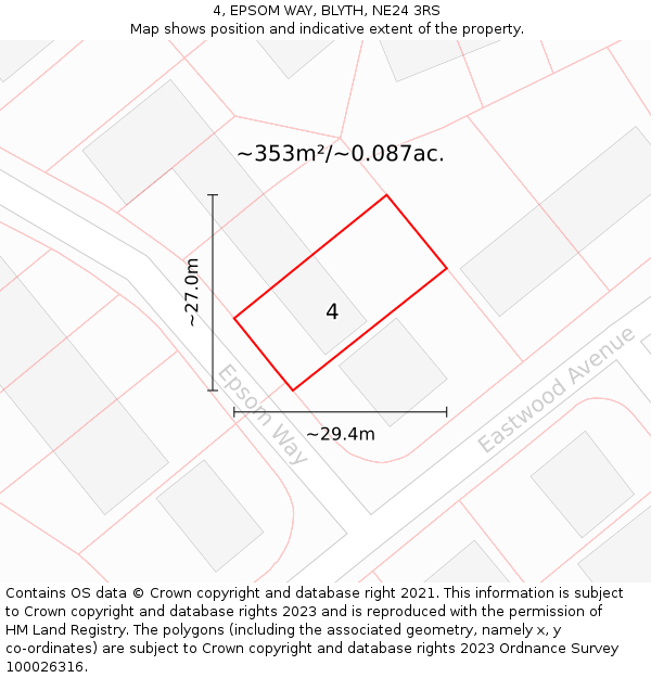 4, EPSOM WAY, BLYTH, NE24 3RS: Plot and title map