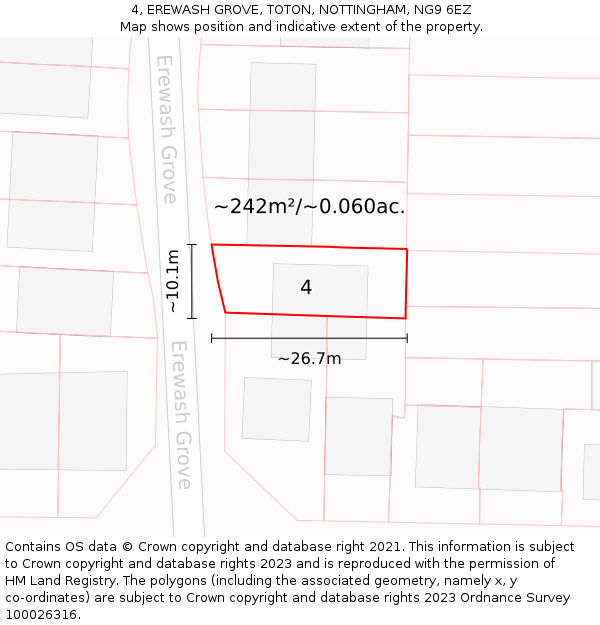 4, EREWASH GROVE, TOTON, NOTTINGHAM, NG9 6EZ: Plot and title map