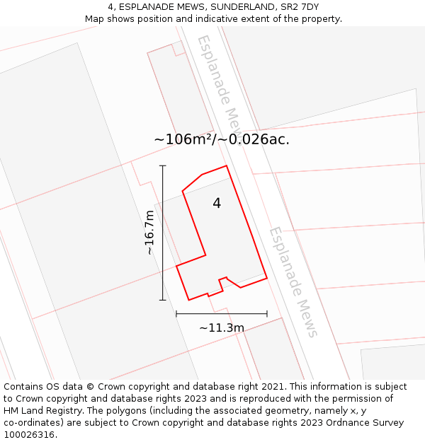 4, ESPLANADE MEWS, SUNDERLAND, SR2 7DY: Plot and title map