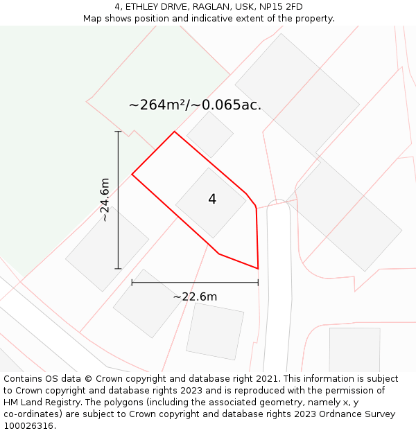 4, ETHLEY DRIVE, RAGLAN, USK, NP15 2FD: Plot and title map