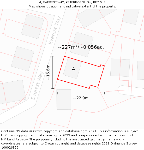 4, EVEREST WAY, PETERBOROUGH, PE7 0LS: Plot and title map