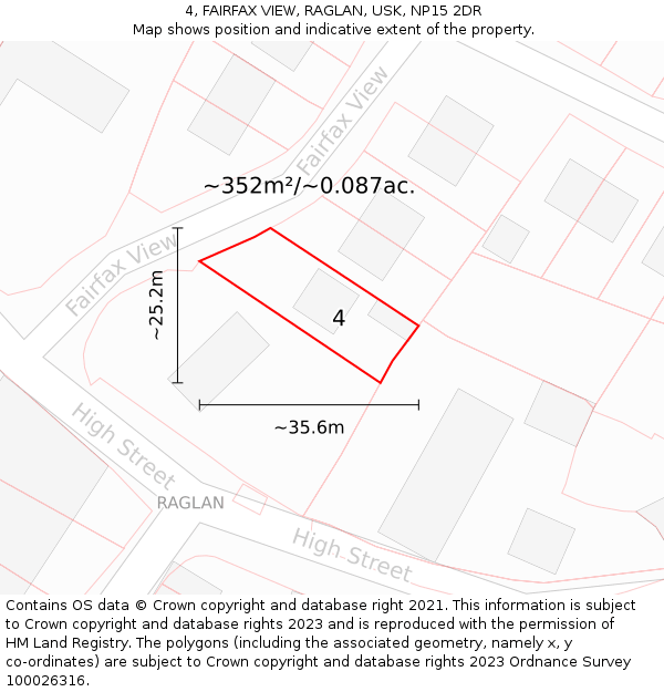 4, FAIRFAX VIEW, RAGLAN, USK, NP15 2DR: Plot and title map