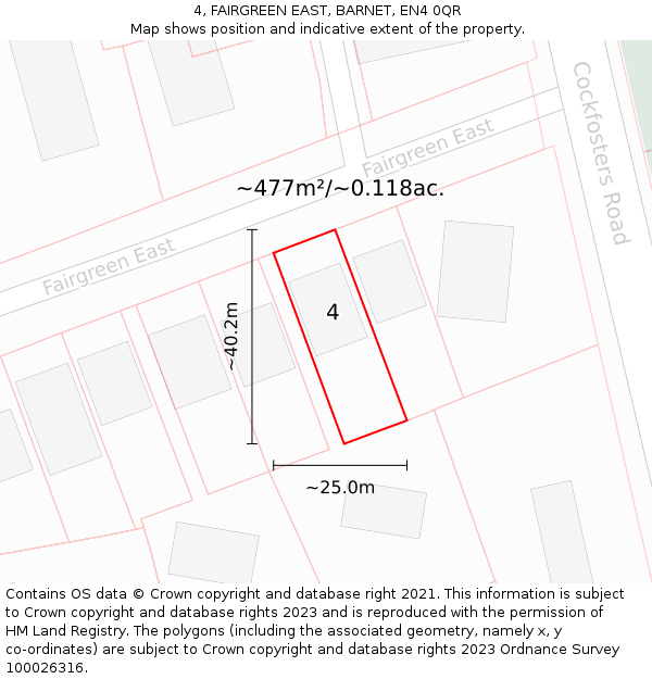 4, FAIRGREEN EAST, BARNET, EN4 0QR: Plot and title map