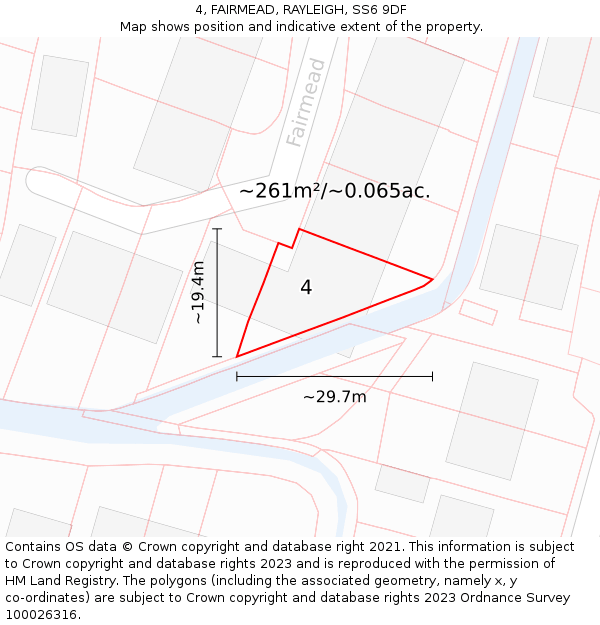 4, FAIRMEAD, RAYLEIGH, SS6 9DF: Plot and title map