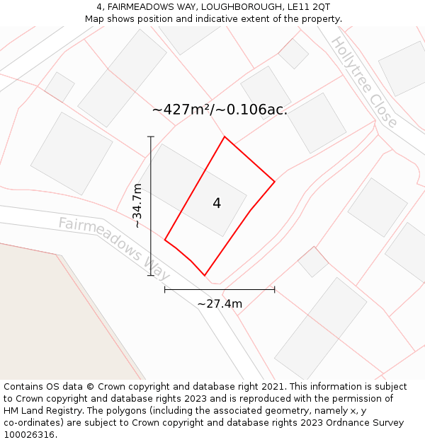 4, FAIRMEADOWS WAY, LOUGHBOROUGH, LE11 2QT: Plot and title map