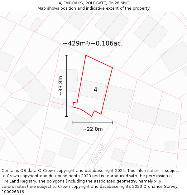 4, FAIROAKS, POLEGATE, BN26 6NG: Plot and title map