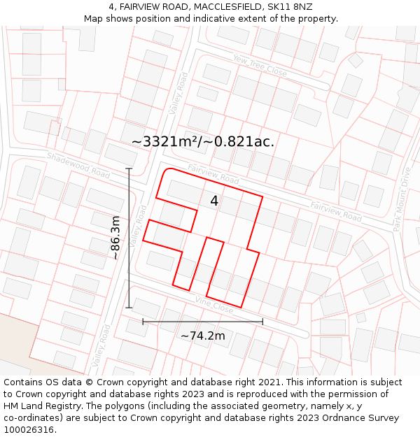 4, FAIRVIEW ROAD, MACCLESFIELD, SK11 8NZ: Plot and title map