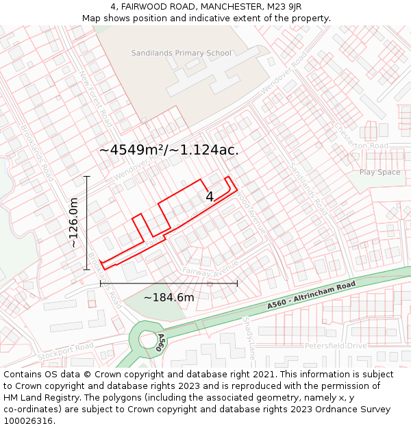 4, FAIRWOOD ROAD, MANCHESTER, M23 9JR: Plot and title map