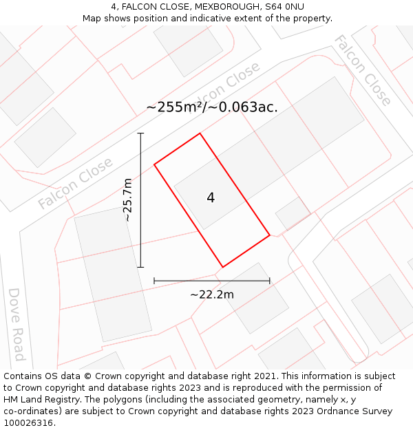 4, FALCON CLOSE, MEXBOROUGH, S64 0NU: Plot and title map
