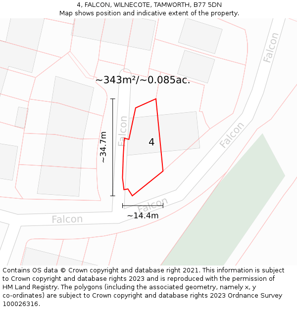 4, FALCON, WILNECOTE, TAMWORTH, B77 5DN: Plot and title map