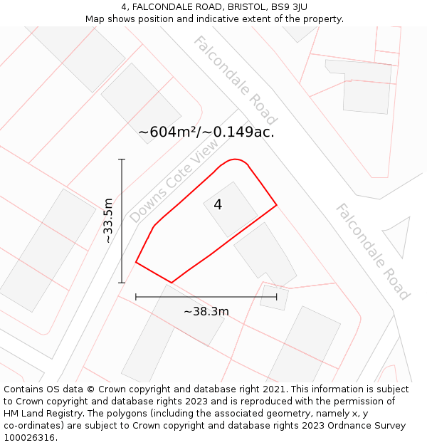 4, FALCONDALE ROAD, BRISTOL, BS9 3JU: Plot and title map
