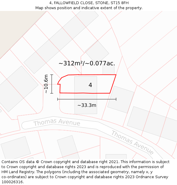 4, FALLOWFIELD CLOSE, STONE, ST15 8FH: Plot and title map