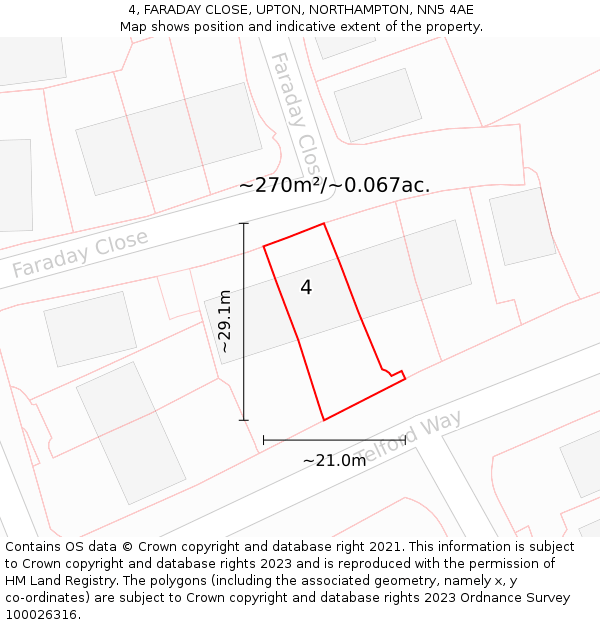 4, FARADAY CLOSE, UPTON, NORTHAMPTON, NN5 4AE: Plot and title map