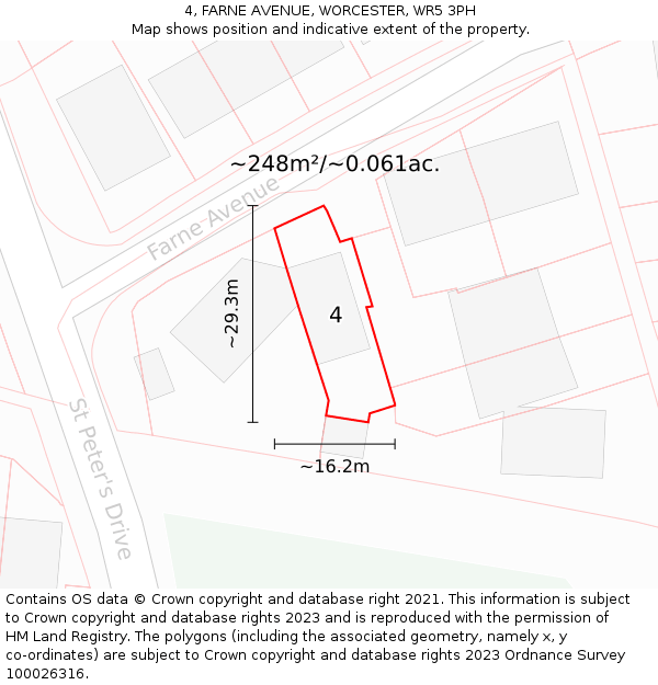4, FARNE AVENUE, WORCESTER, WR5 3PH: Plot and title map