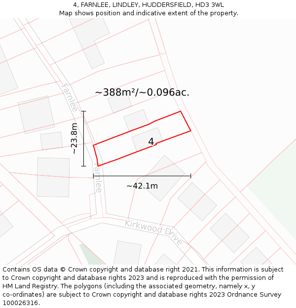 4, FARNLEE, LINDLEY, HUDDERSFIELD, HD3 3WL: Plot and title map