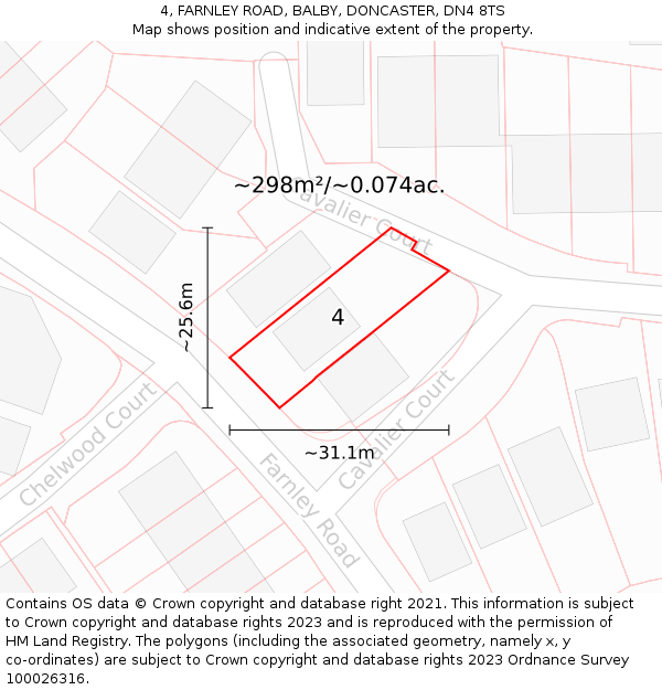 4, FARNLEY ROAD, BALBY, DONCASTER, DN4 8TS: Plot and title map