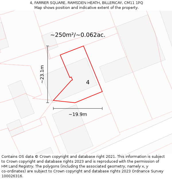 4, FARRIER SQUARE, RAMSDEN HEATH, BILLERICAY, CM11 1PQ: Plot and title map