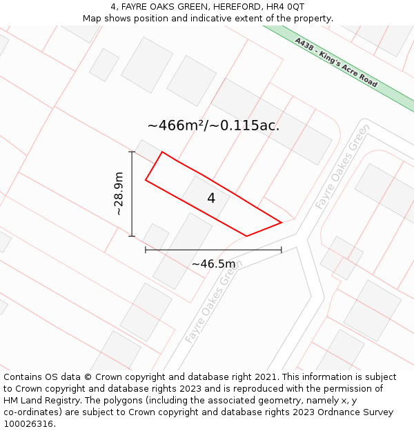 4, FAYRE OAKS GREEN, HEREFORD, HR4 0QT: Plot and title map