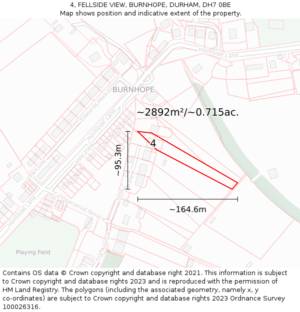 4, FELLSIDE VIEW, BURNHOPE, DURHAM, DH7 0BE: Plot and title map