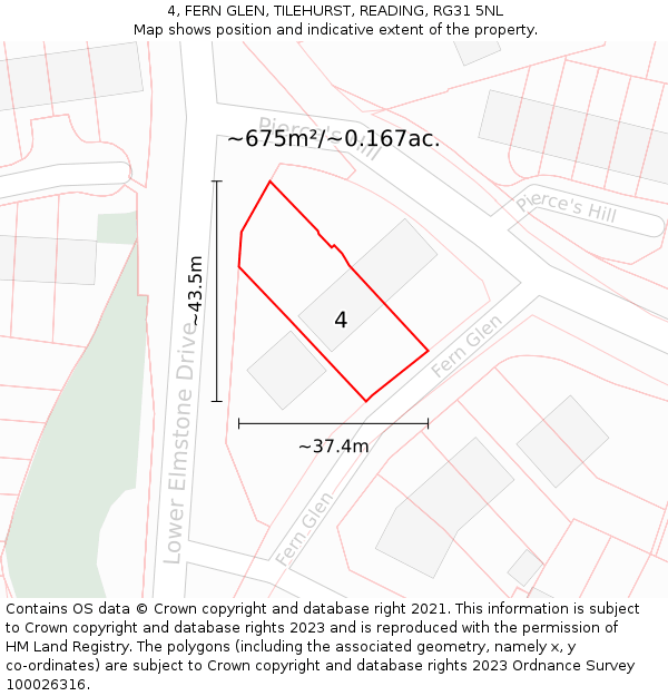 4, FERN GLEN, TILEHURST, READING, RG31 5NL: Plot and title map