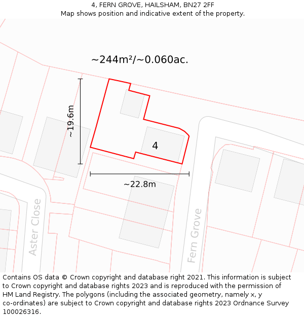4, FERN GROVE, HAILSHAM, BN27 2FF: Plot and title map