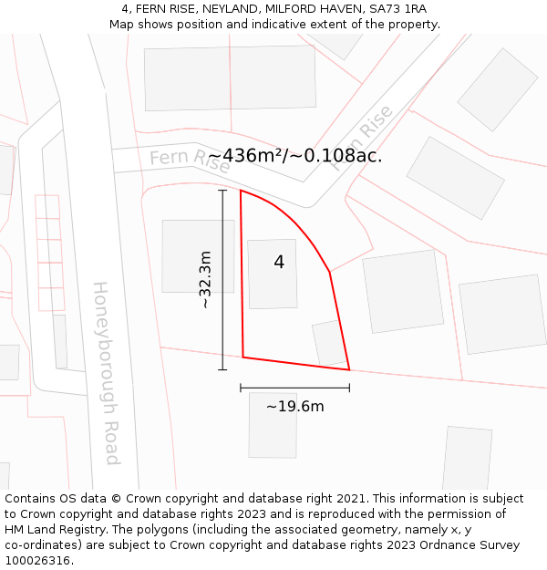4, FERN RISE, NEYLAND, MILFORD HAVEN, SA73 1RA: Plot and title map