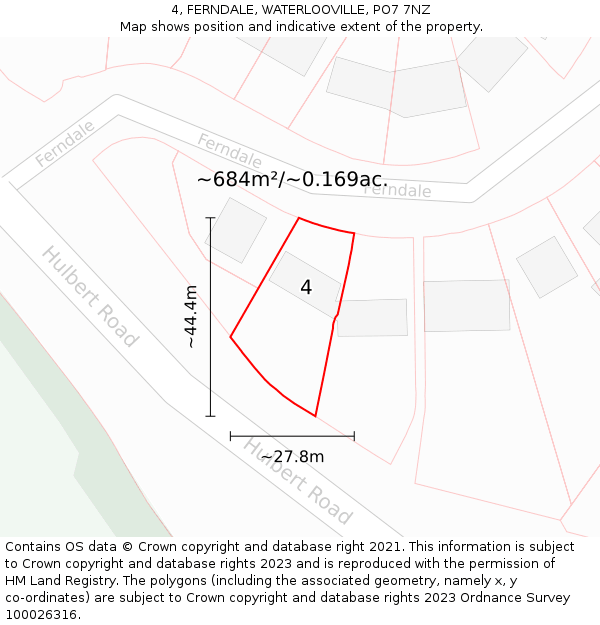 4, FERNDALE, WATERLOOVILLE, PO7 7NZ: Plot and title map