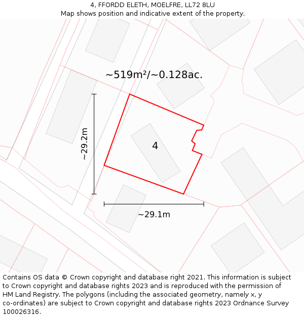 4, FFORDD ELETH, MOELFRE, LL72 8LU: Plot and title map