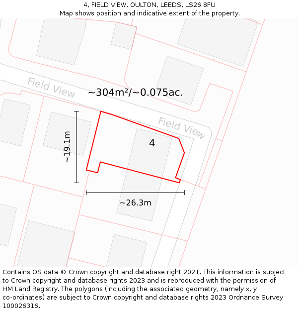 4, FIELD VIEW, OULTON, LEEDS, LS26 8FU: Plot and title map