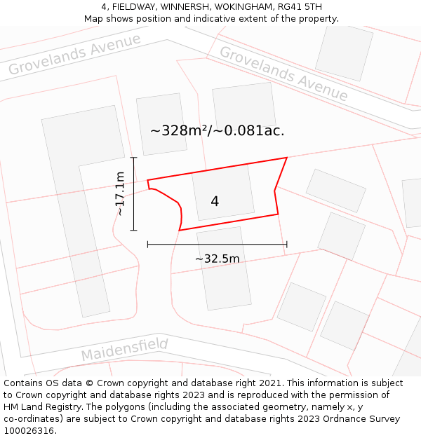 4, FIELDWAY, WINNERSH, WOKINGHAM, RG41 5TH: Plot and title map