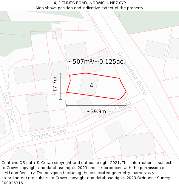 4, FIENNES ROAD, NORWICH, NR7 0YP: Plot and title map