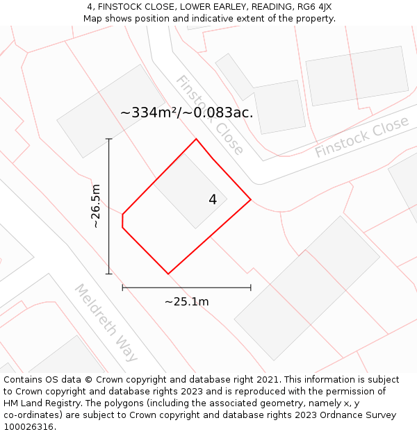 4, FINSTOCK CLOSE, LOWER EARLEY, READING, RG6 4JX: Plot and title map
