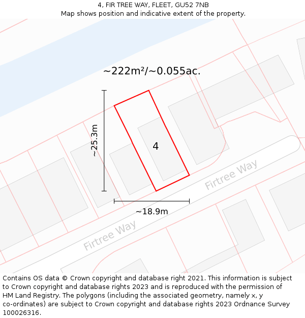 4, FIR TREE WAY, FLEET, GU52 7NB: Plot and title map