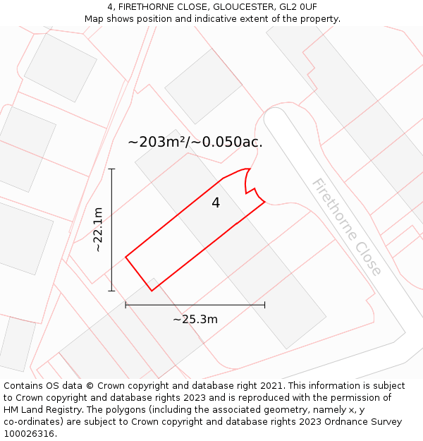 4, FIRETHORNE CLOSE, GLOUCESTER, GL2 0UF: Plot and title map