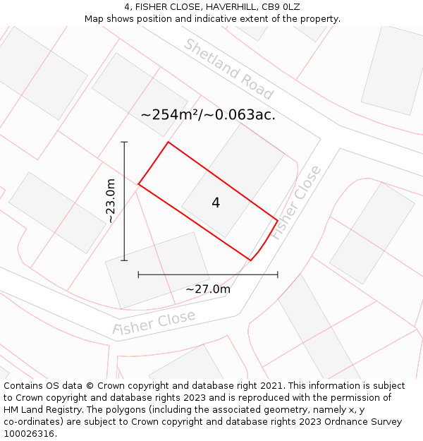 4, FISHER CLOSE, HAVERHILL, CB9 0LZ: Plot and title map