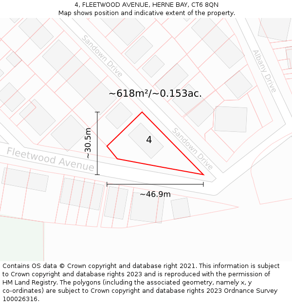 4, FLEETWOOD AVENUE, HERNE BAY, CT6 8QN: Plot and title map