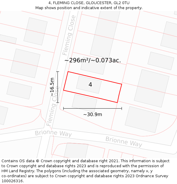 4, FLEMING CLOSE, GLOUCESTER, GL2 0TU: Plot and title map