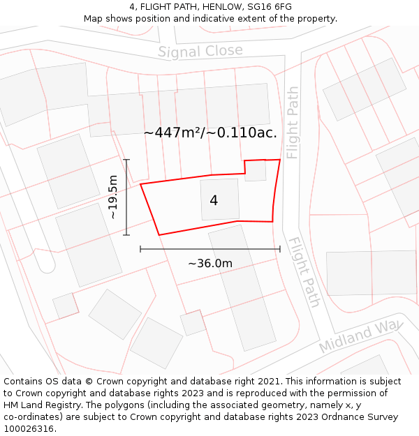 4, FLIGHT PATH, HENLOW, SG16 6FG: Plot and title map