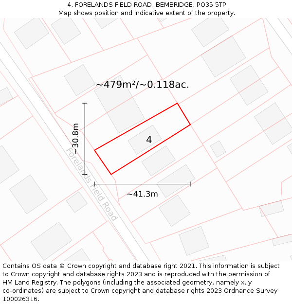4, FORELANDS FIELD ROAD, BEMBRIDGE, PO35 5TP: Plot and title map