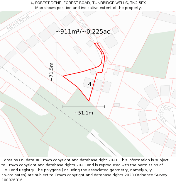 4, FOREST DENE, FOREST ROAD, TUNBRIDGE WELLS, TN2 5EX: Plot and title map
