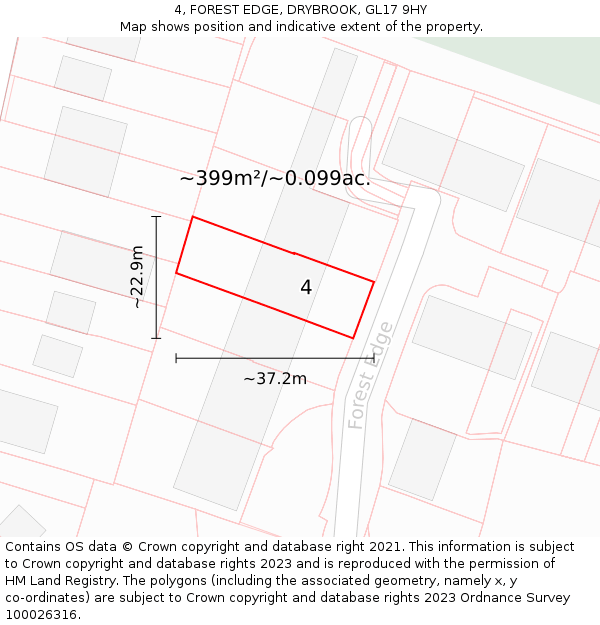 4, FOREST EDGE, DRYBROOK, GL17 9HY: Plot and title map