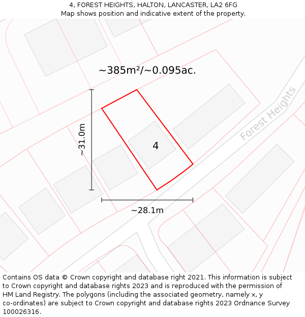 4, FOREST HEIGHTS, HALTON, LANCASTER, LA2 6FG: Plot and title map