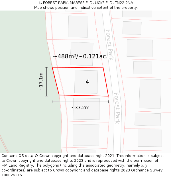 4, FOREST PARK, MARESFIELD, UCKFIELD, TN22 2NA: Plot and title map