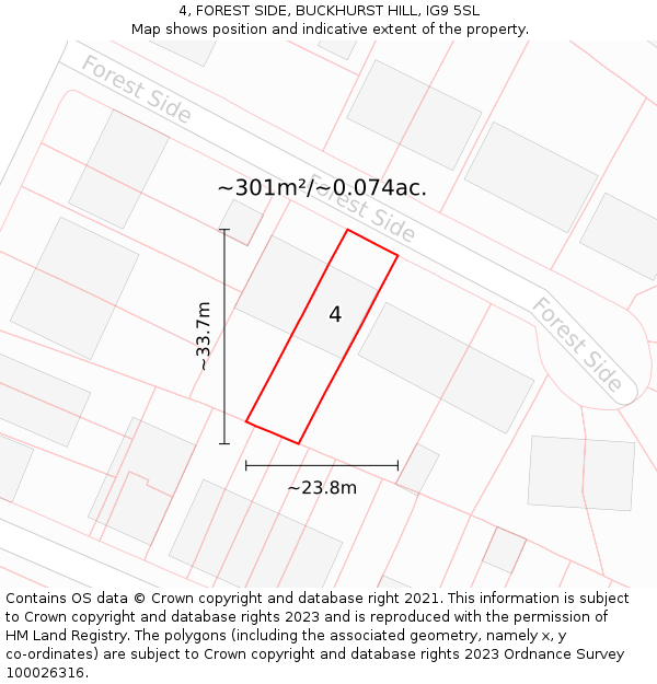 4, FOREST SIDE, BUCKHURST HILL, IG9 5SL: Plot and title map