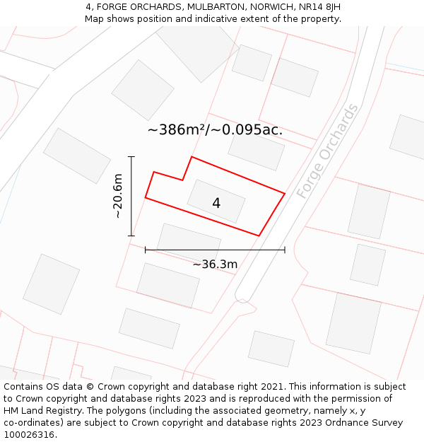 4, FORGE ORCHARDS, MULBARTON, NORWICH, NR14 8JH: Plot and title map